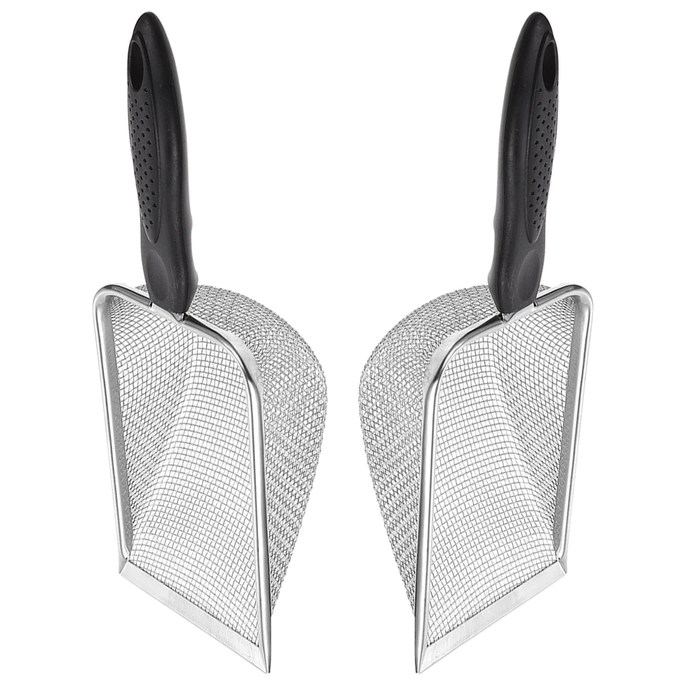 

2pcs Stainless Steel Sand Shovel Reptile Litter Scoop Wide Mouth Sifting Filter Durable Pet Poop Clean Tool Litter Shovels