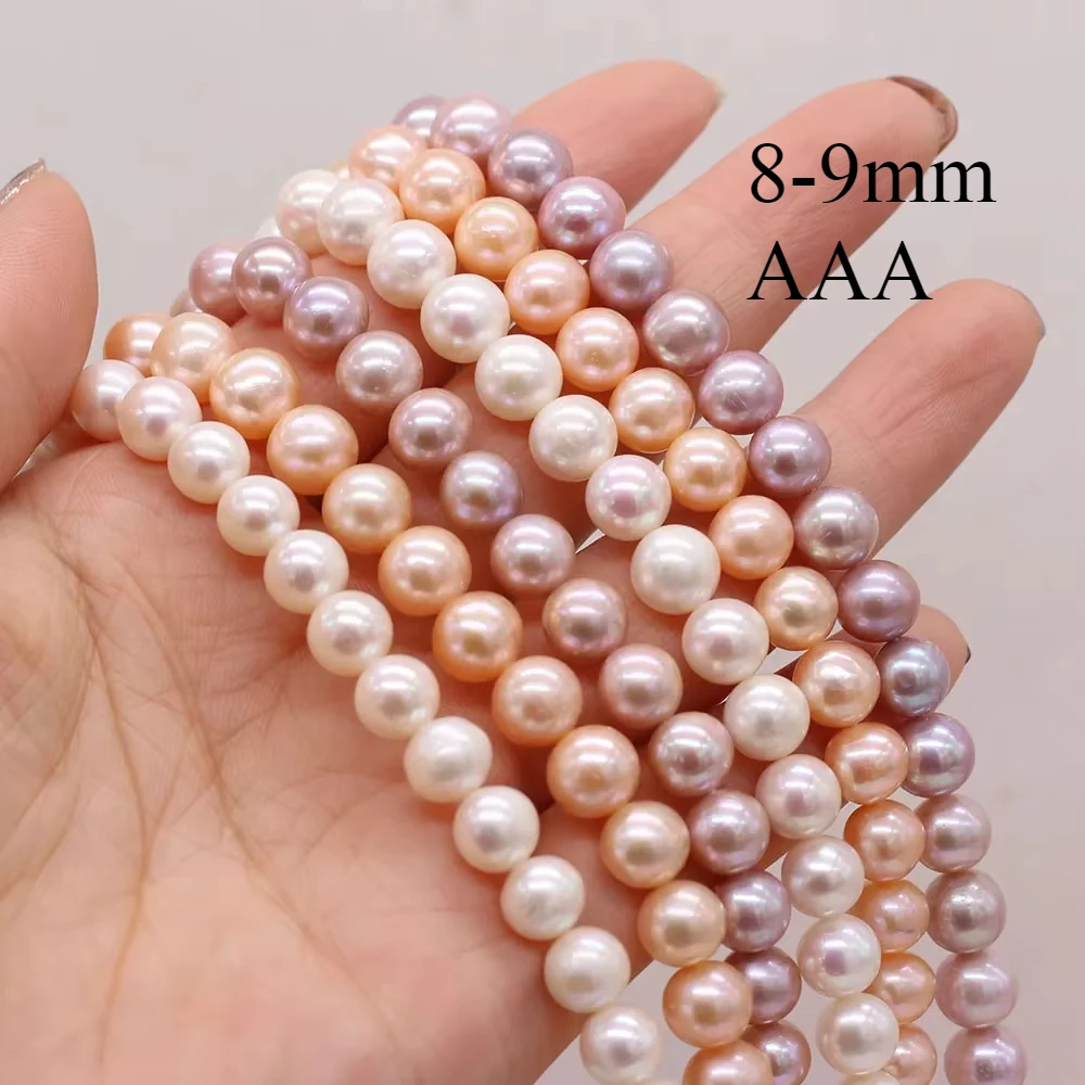 

8-9mm AAA High Quality Natural Freshwater Pearl Near Round Beads for Jewelry Making Supplies DIY Necklace Bracelet Accessories