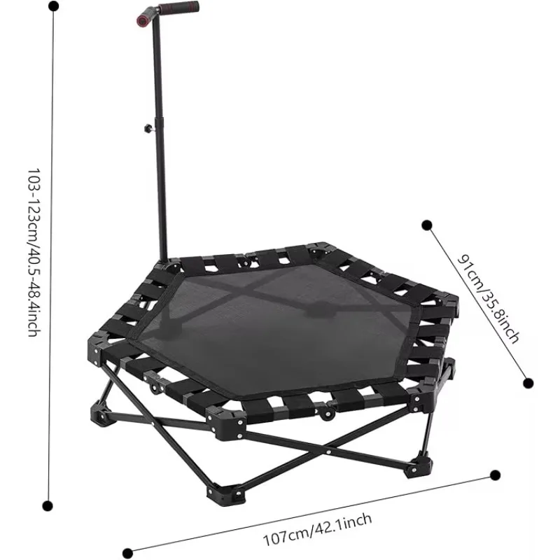 

High-Quality Mini Exercise Trampoline - With Handle Bar, Fitness Jumping Equipment for Adults & Kids Indoor Outdoor