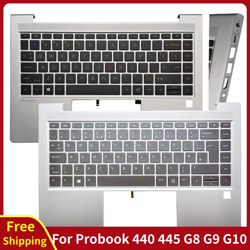 For Probook 440 445 G8 G9 G10 US/RU/UK/LA/FR With Backlit Keyboard Palmrest Upper Cover Computer Replacement Part Accessories