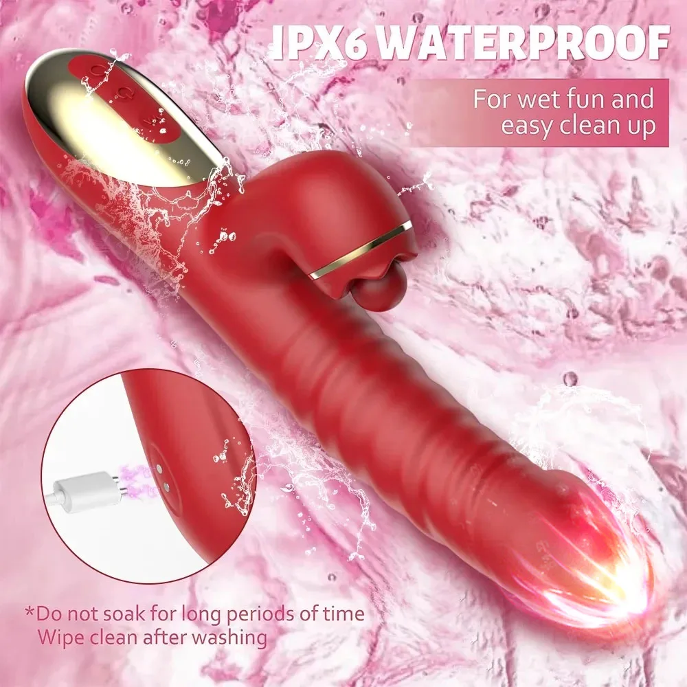 Telescopic Rotating Licking Rabbit Vibrator Dildo Vaginal Female Clitoris G-spot Stimulator Intimate Goods Adult Sex Toy Orgasm