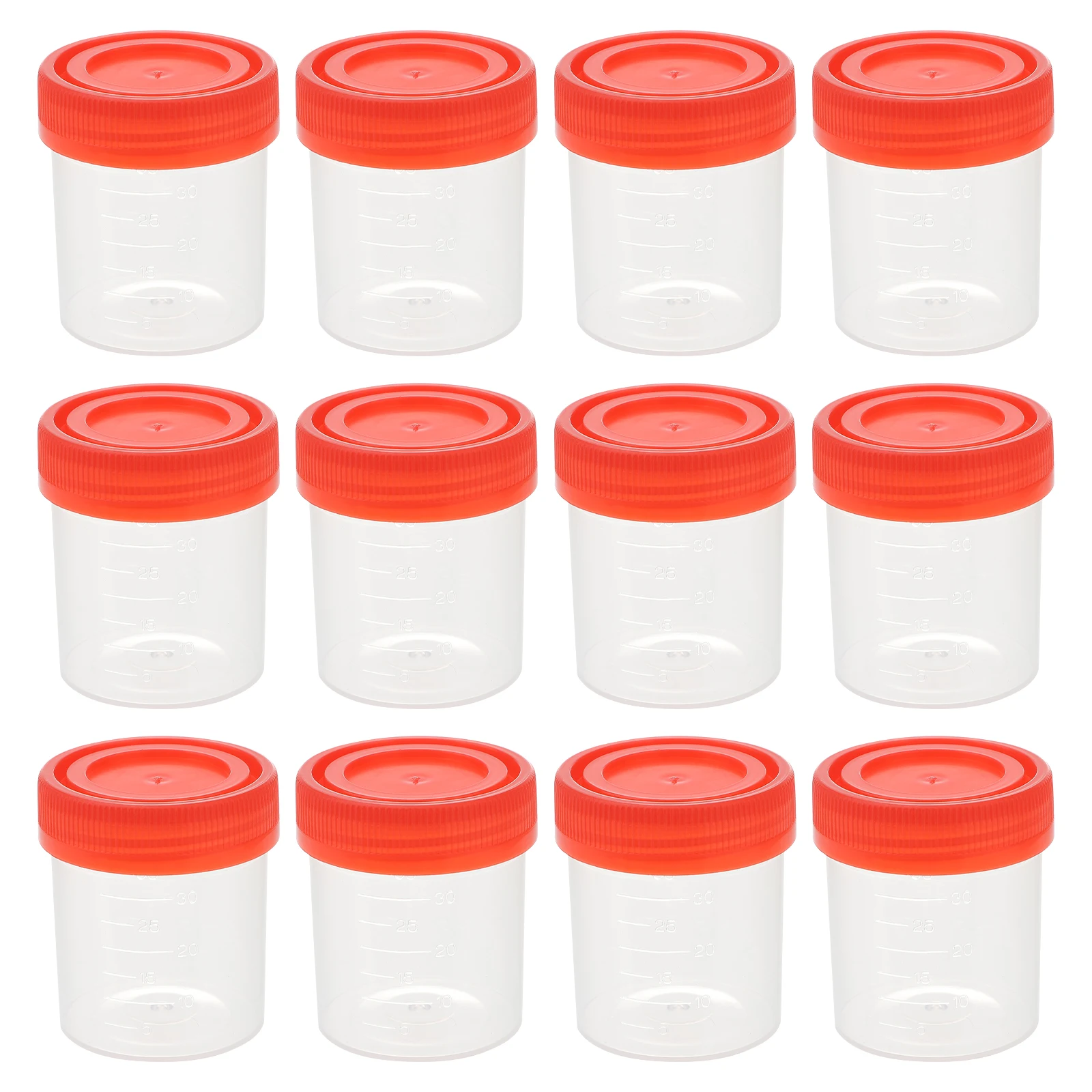 

25 Pcs Urine Cup with Cover Fecal Sample Cups Specimen Take Away Lids Plastic Storage Container