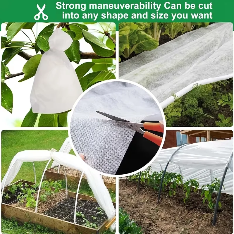 Thickened Plant Frost Protection Cover, White Winter Anti-Freeze Blanket for Raised Bed Greenhouse Potted Plant Insulation