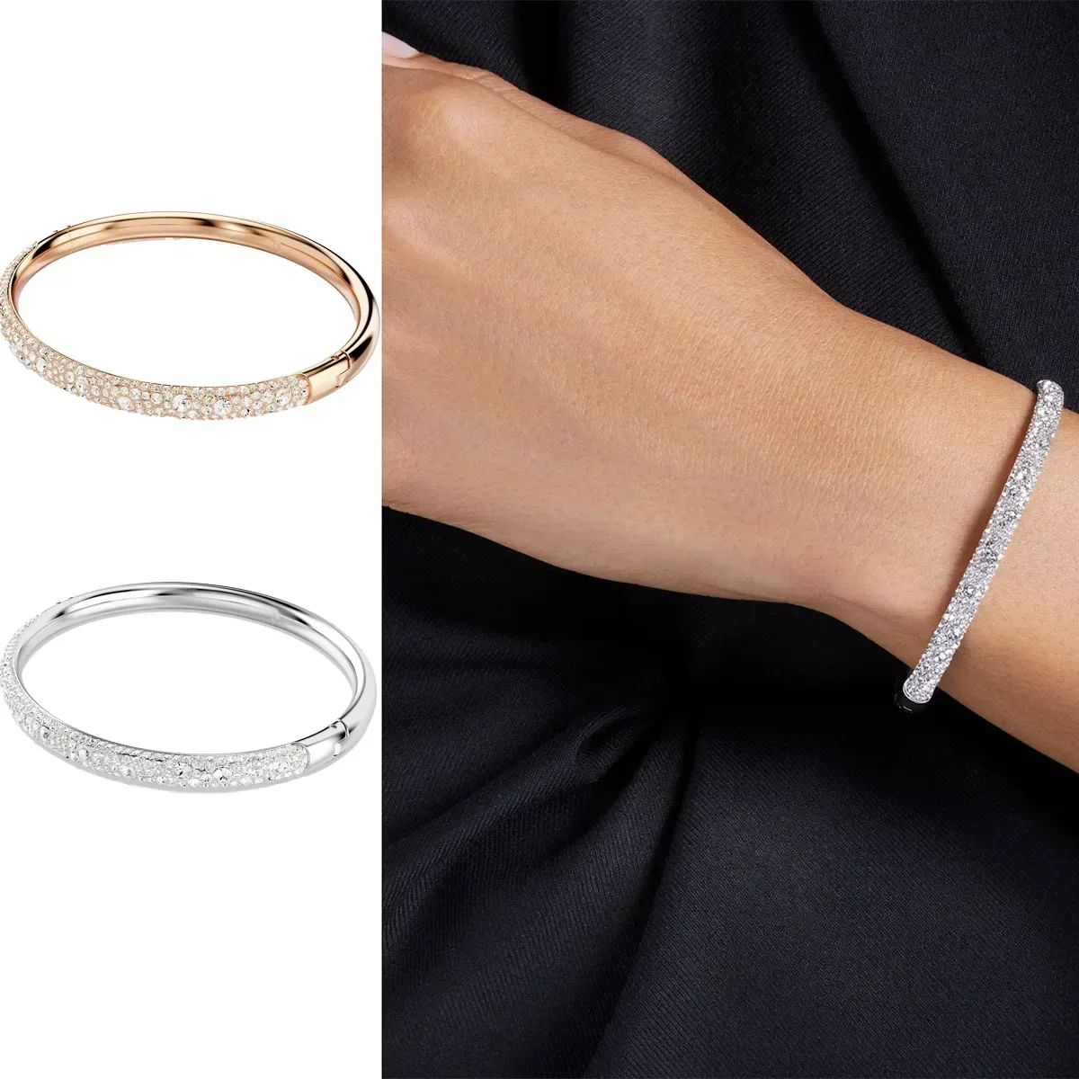 

2025 European and American Exquisite Geometric Bracelet Simple and Elegant Couple Bracelet S925 Fashion Bracelet Swarovski