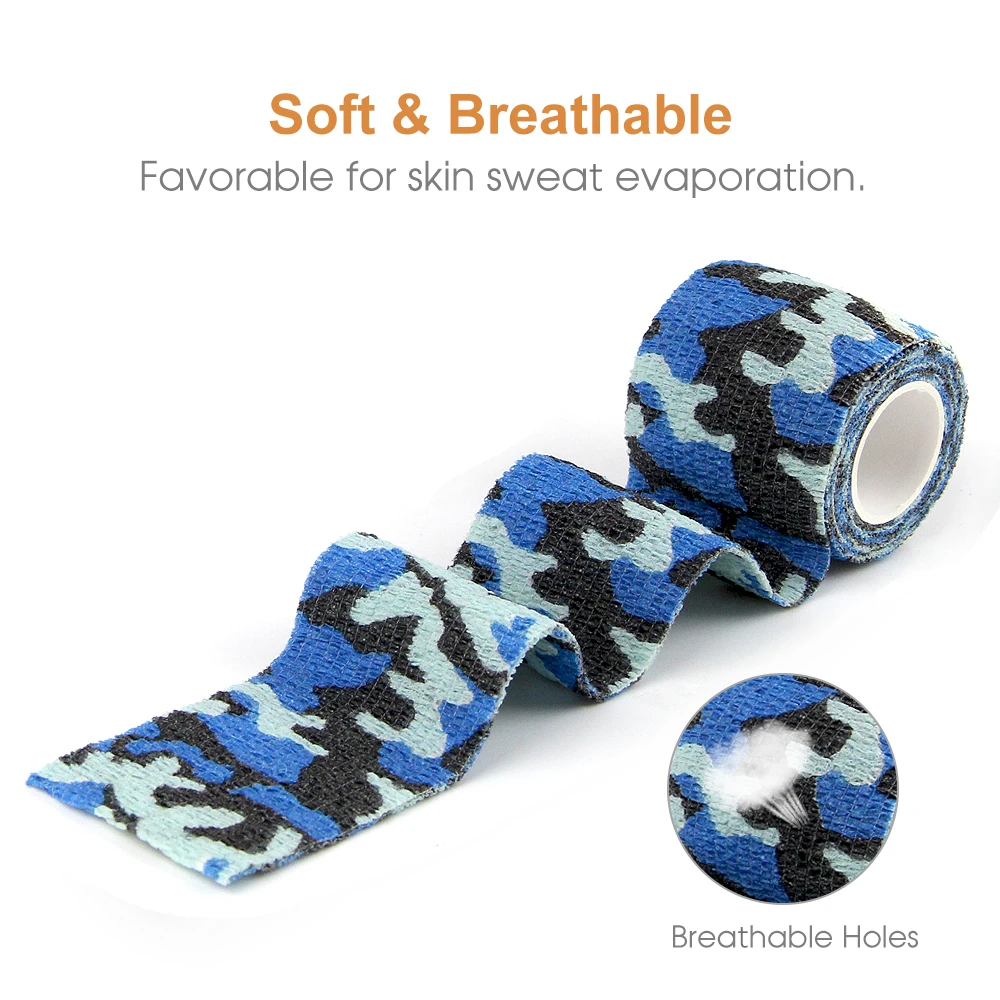 24 Rolls Camouflage Self Adhesive Bandage Wraps Elastic Cohesive Bandage Vet Tape for Pet Animals Fingers Ankles Wrists Elbows