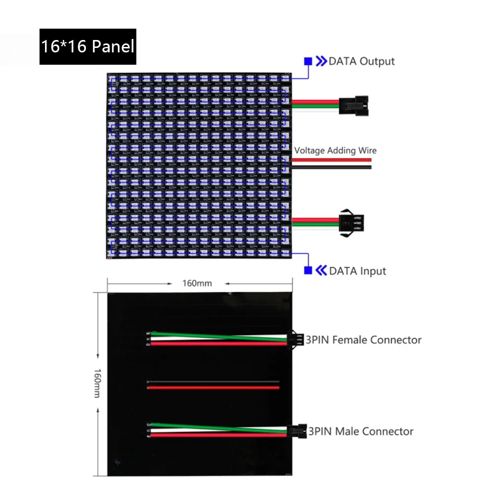 Imagem -02 - Painel Led Digital Flexível Endereçável Individualmente Ws2812b Ws2812 8x8 16x16 8x32 Pixels Module Matrix Screen Dc5v