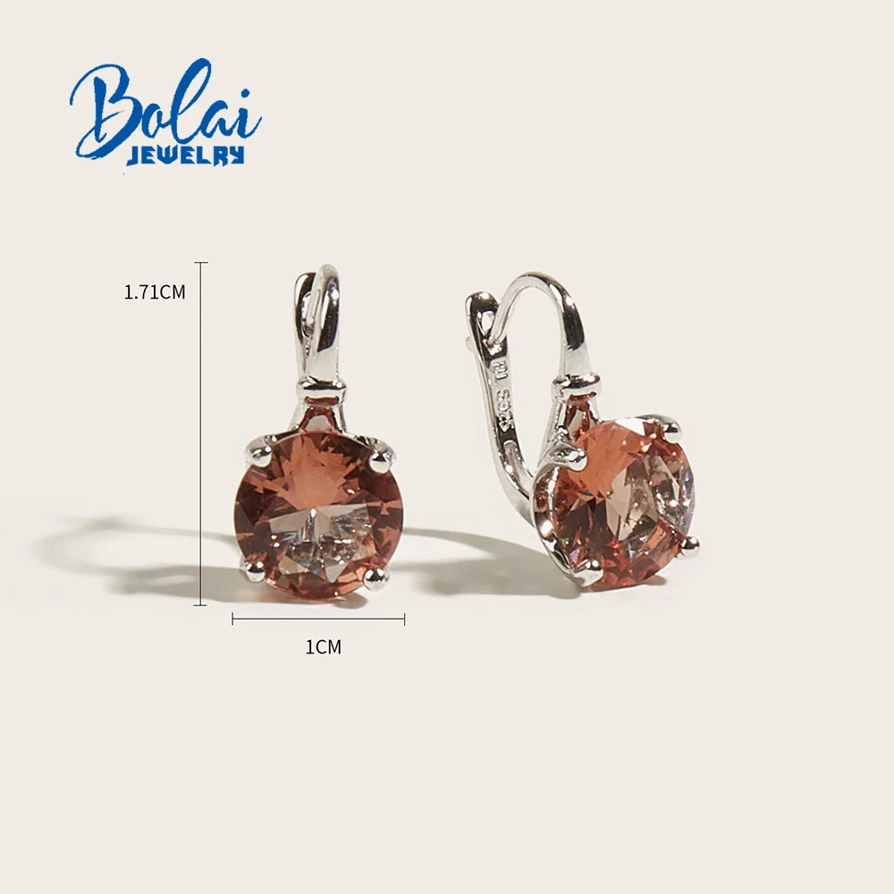 925 Sterling siver clasp earring with color  diaspore zultanite Round 10mm created gemstone fine jewelry for women nice gift