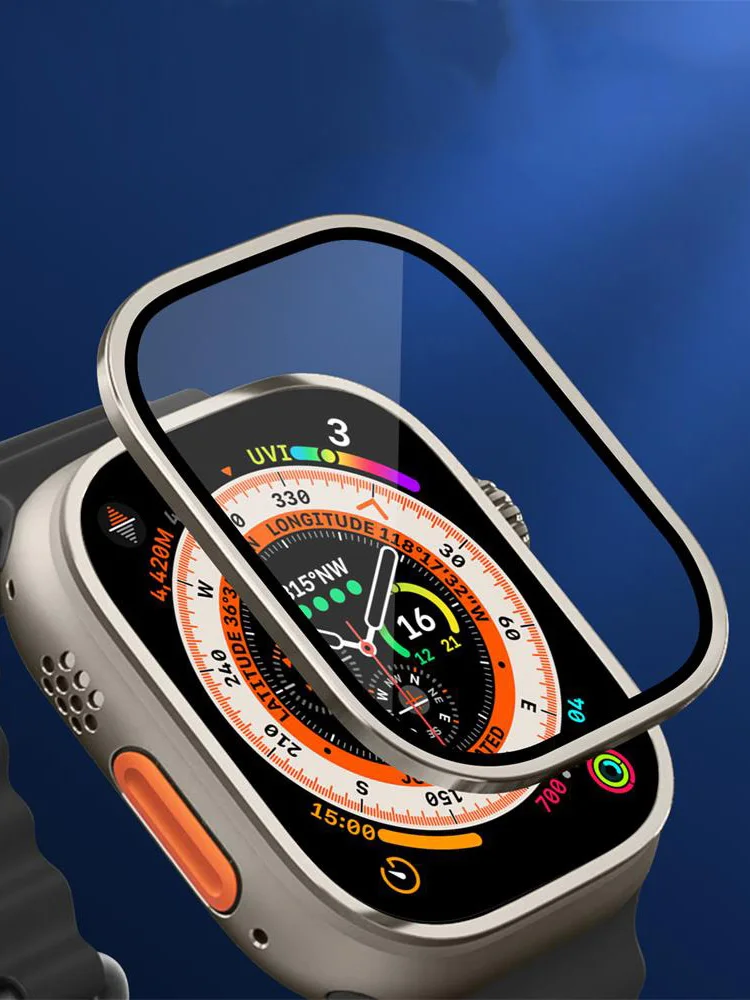 Tempered Glass For Apple Watch Ultra 2 49mm Screen Protector Anti-Scratch HD Full Film Metal Bumper