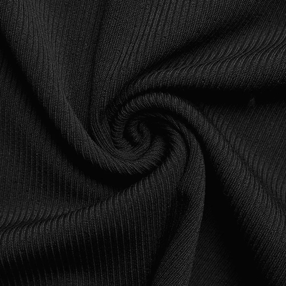 

Three dimensional flower decorated black ribbed jumpsuit with long sleeves for women suitable for dates parties and shopping