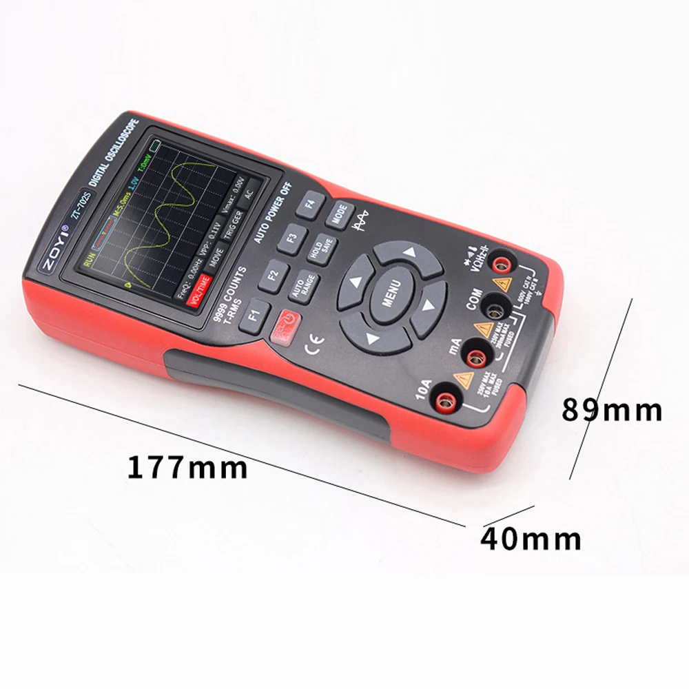 2in1 Digital Oscilloscope Multimeter 48MSa/s Sampling 10Mhz Bandwidth 9999 Counts True RMS 2.8in IPS Color Display Multimetro