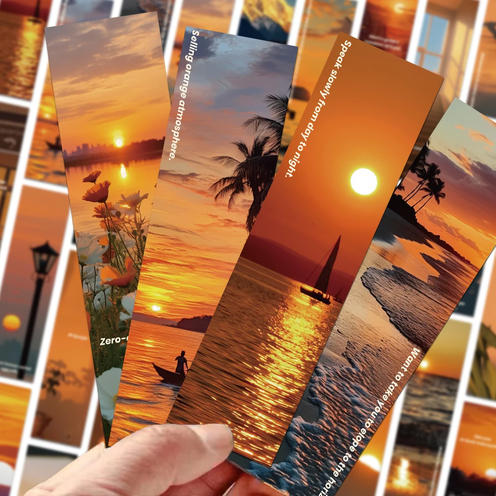 30pcs Sunset Scenery Bookmarks Reading Pages Book Bookmarks Pages Marked Paper Cards Stationery School Supplies For Kids