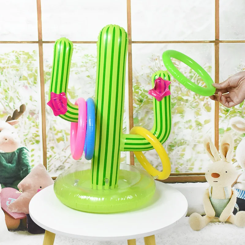 Inflatable Cactus Ring Children's Throwing Toy Set Hawaii Swimming Pool Floating Toys Summer Beach Party Decorative Supplies