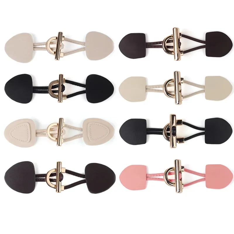 

3 pairs Metal PU Leather Toggle Button Women's Coat Jacket Sweater Decorative Garment Accessories Fastener Toggle Buckle