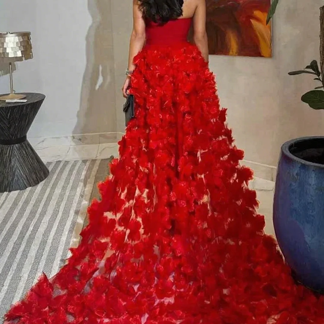 فساتين حفلات نسائية جديدة باللون الأحمر بدون حمالات مزينة بحفلة موسيقية فستان حفلات أعياد الميلاد فساتين سهرة مخصصة