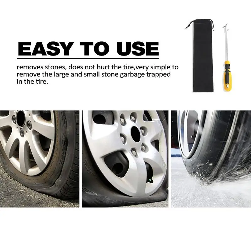 Tire Repair Tools Automotiva Accessories Car Tire Cleaning Hook Ferramentas Wheel Tread Slot Stone Gravel Remover Tire Protect