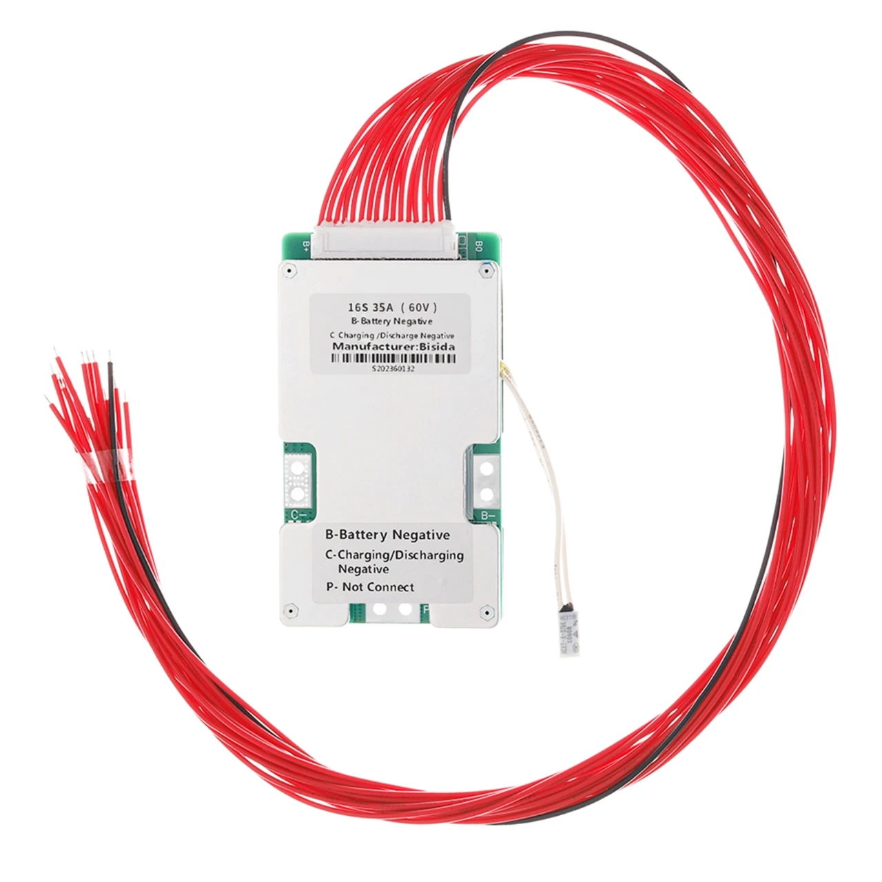 Bisda 16S BMS 60V Li-ion PCB Protection Board with Balance Wire and NTC, Common Port, for  Balance Car Lithium-ion Battery Pack