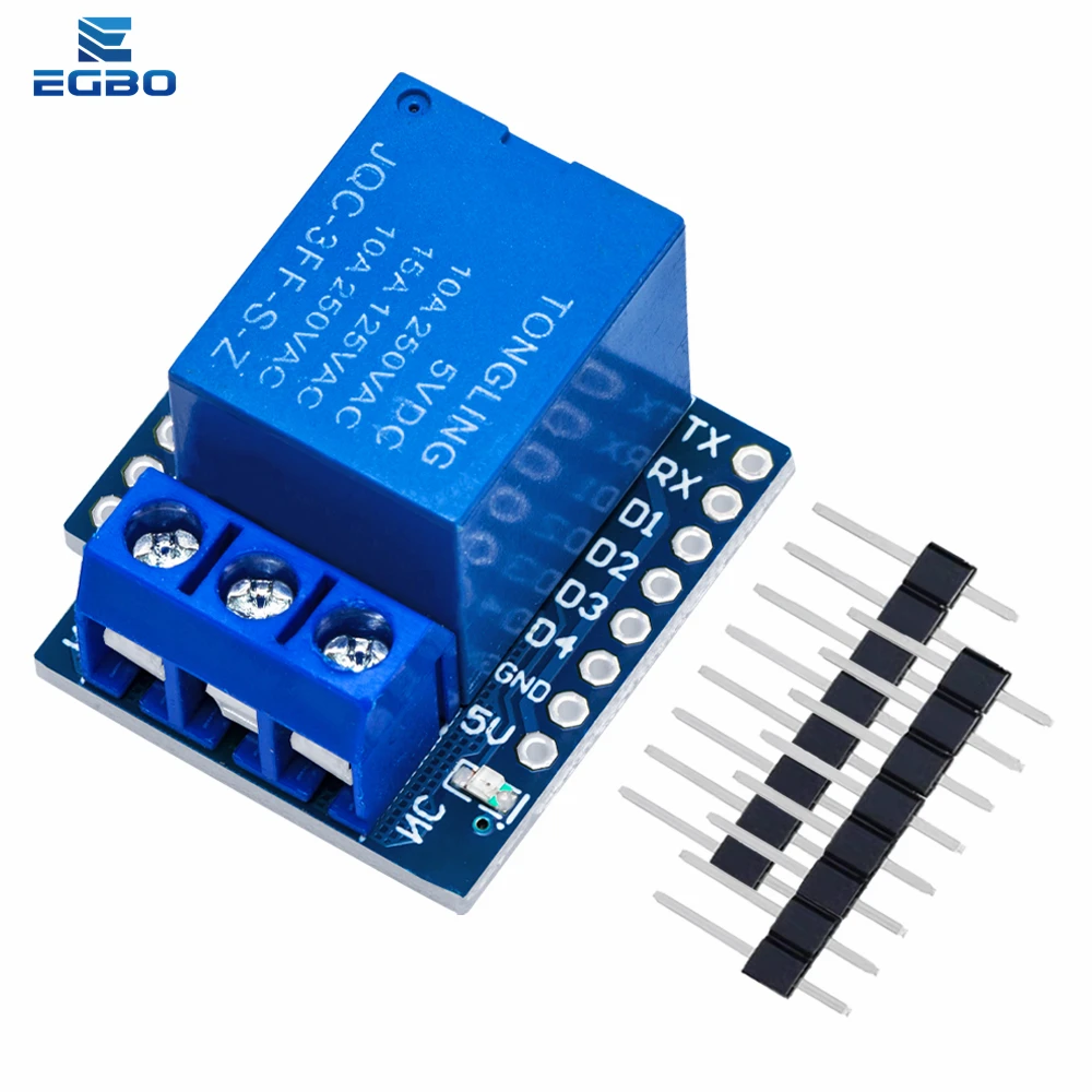 1Set One Channel Wemos D1 Mini Relay Shield Wemos D1 Mini Relay Module for ESP8266 Development Board 1 channel