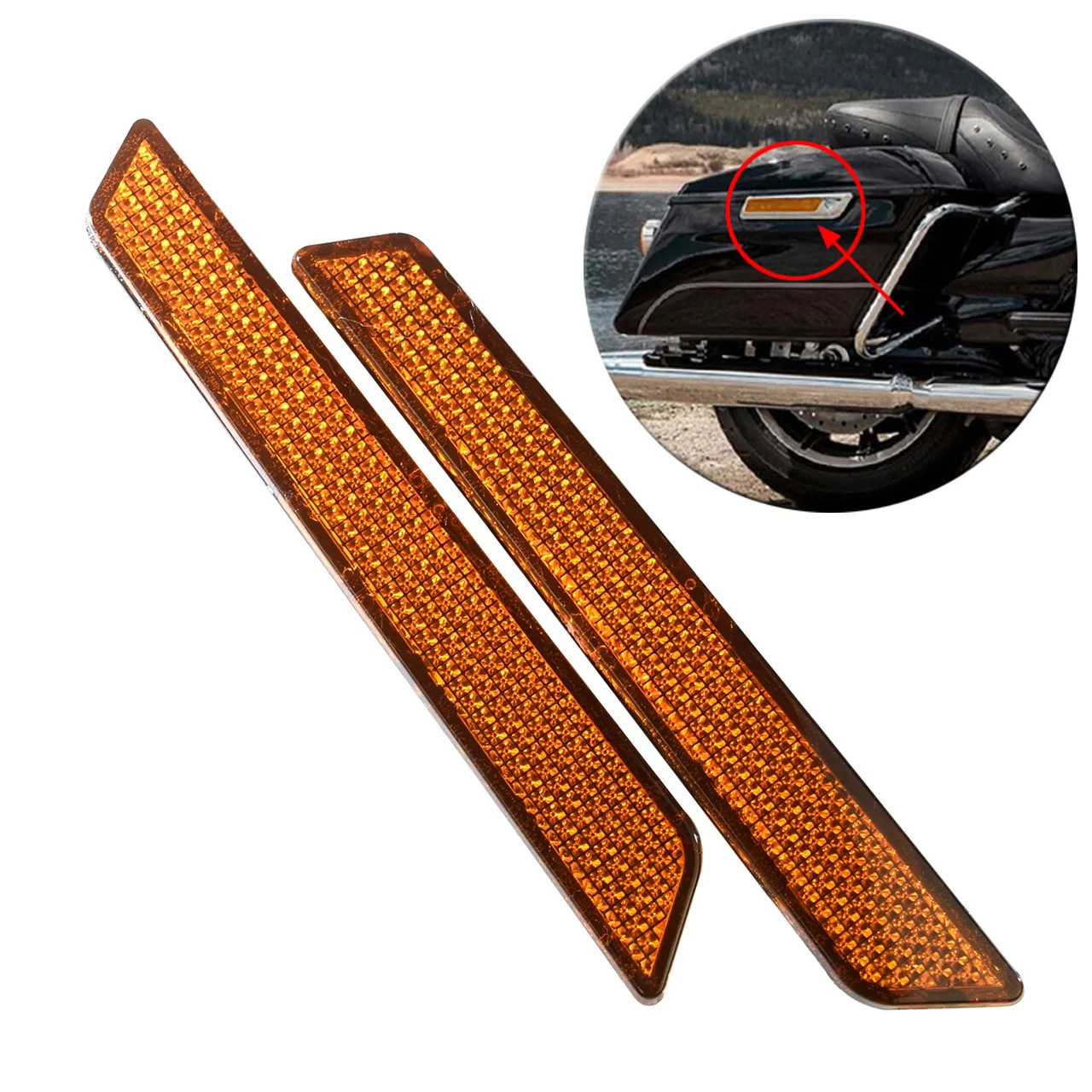 

2Pcs ABS Reflective Strip for Harley Touring Street Glide Road King - Motorcycle Saddlebag Protective Reflective Cover Accessory