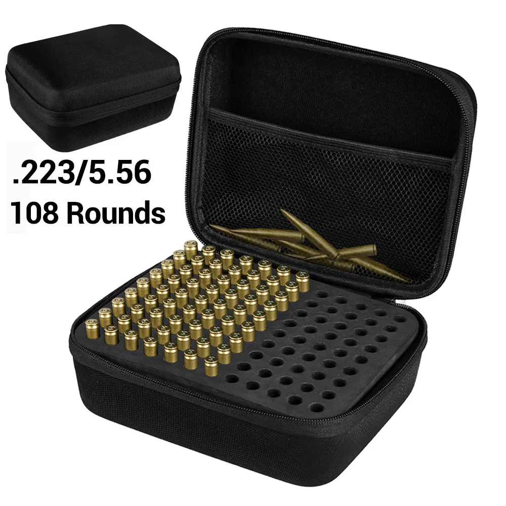 108 Rounds Ammo Pouch .223 5.56 Ammo Storage Case Ammo Box Bullet Box Ammunition Handbag Cartridge Storage Case Hunting Bag