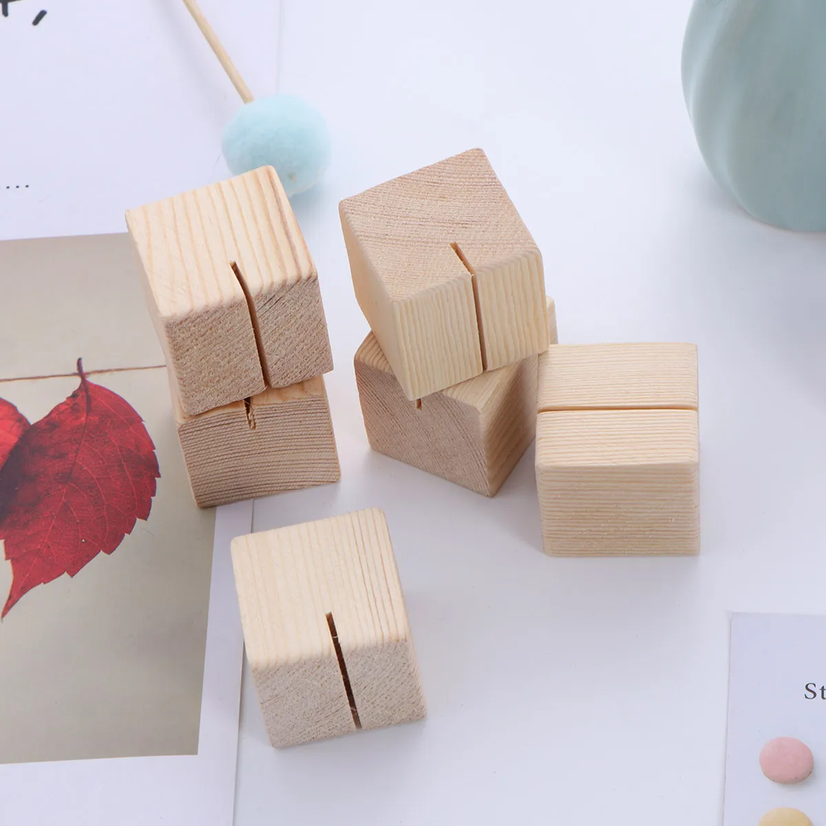 12 Pcs Wooden Card Holder Rustic Compact Lightweight Table Number Menu Photo Name Hotels Restaurants