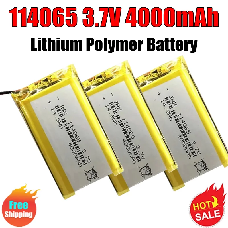 New 3.7V 114065 Polymer Lithium Battery 4000mAh Large Capacity Bluetooth Speaker Shaver Beauty Instrument Mobile Power Battery