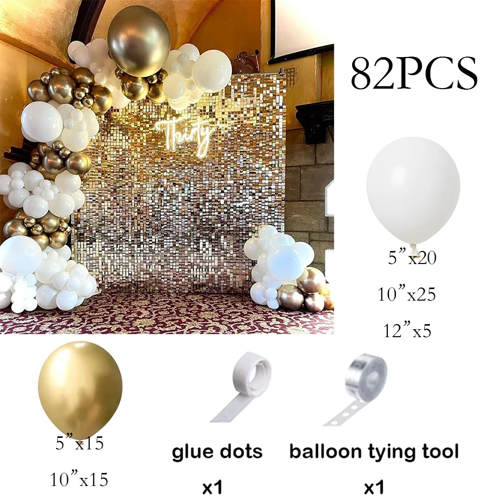 Gold White Lates Balloons Garland Wedding Anniversary Decor Ballon Arch Kit Bride Shower Birthday Party Gender Reveal Decoration