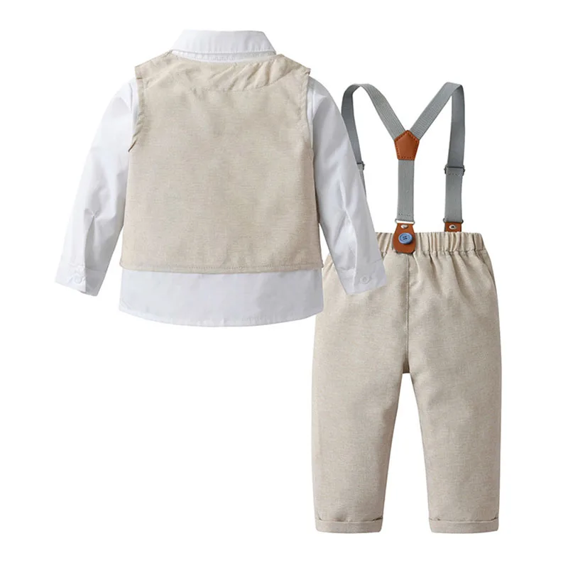 Baby Boys Clothes Set Long Sleeve Bowtie Shirt +Vest +Trousers 2Pcs Sets Kids Boy Birthday Party Formal Suits Gentleman Clothing