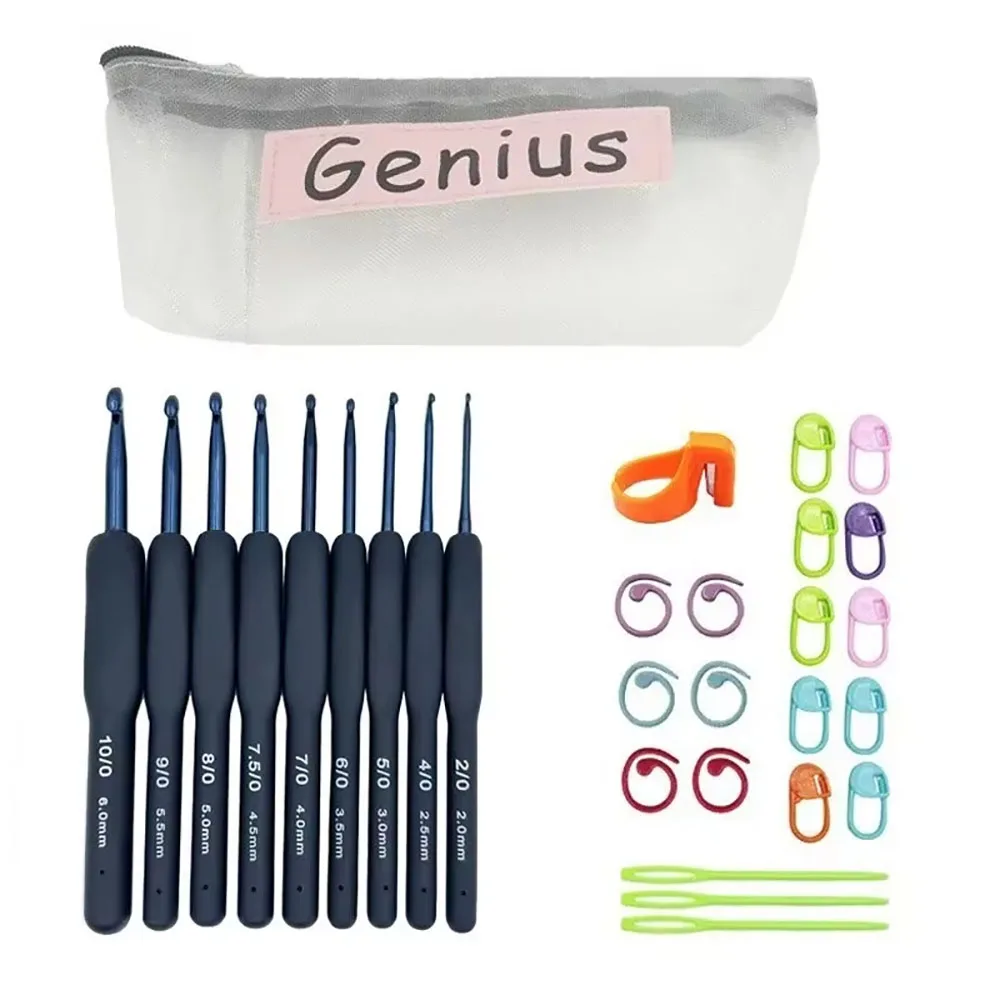 1 Satz multifunktionale Häkelnadeln mit weichem Griff, ergonomisches Häkelnadel-Set aus Aluminium für DIY, ideales gehäkeltes gewebtes Zubehör