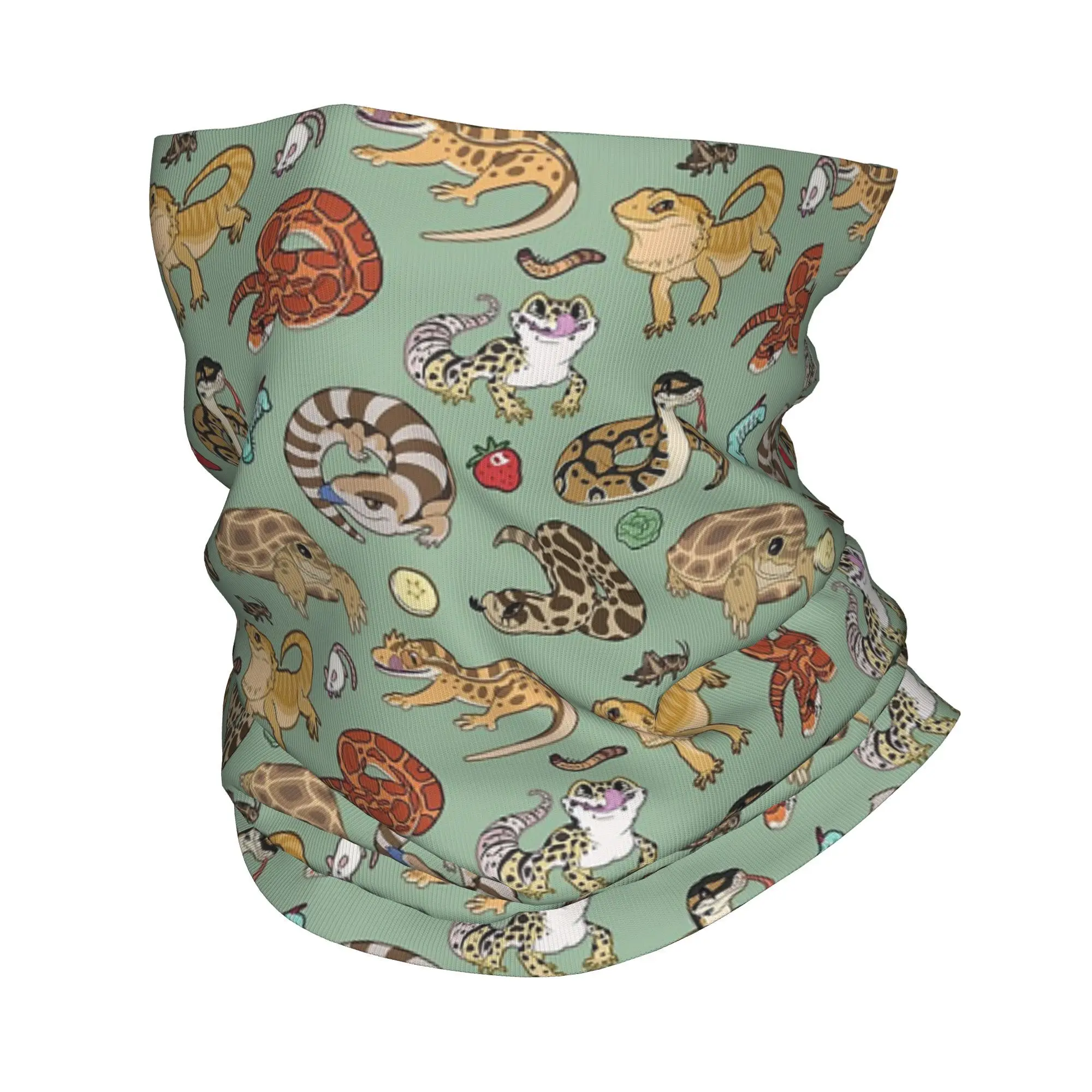 

Reptile Pets Pattern - Green Bandana Neck Gaiter Printed Magic Scarf Multifunction Headband Cycling For Men Women Adult Washable