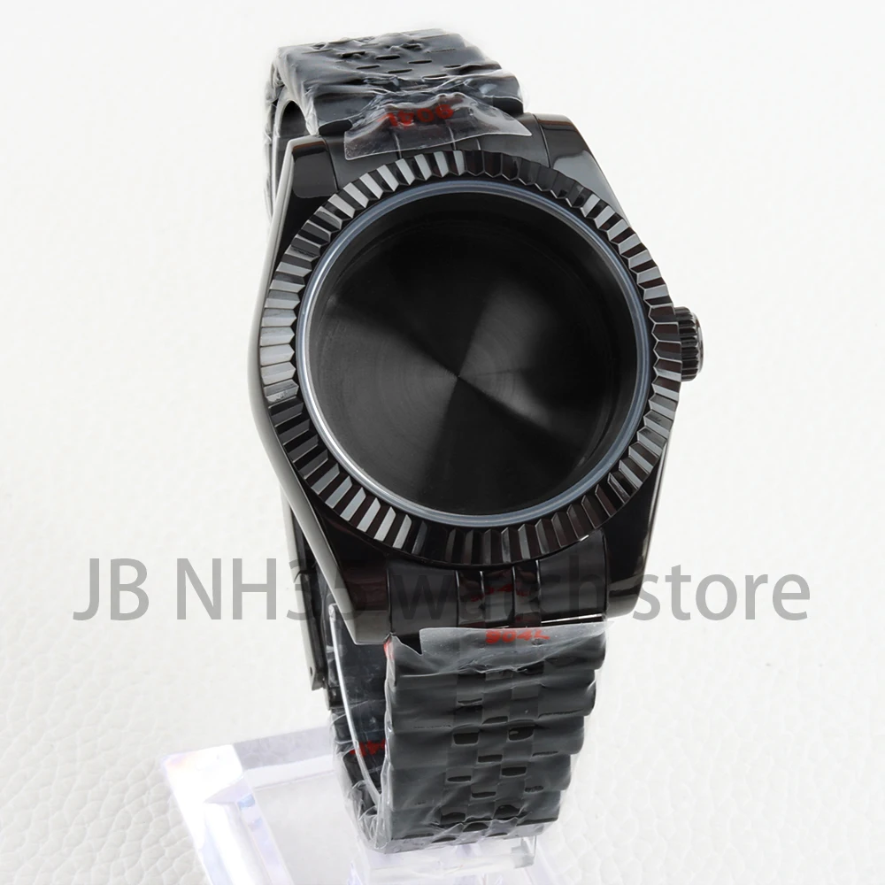 36/39 مللي متر ساعة سوداء حافظة 20 مللي متر حزام 316L الفولاذ المقاوم للصدأ المحار/اليوبيل سوار ل Datejust NH35 NH36 حركة 28.5 مللي متر الطلب