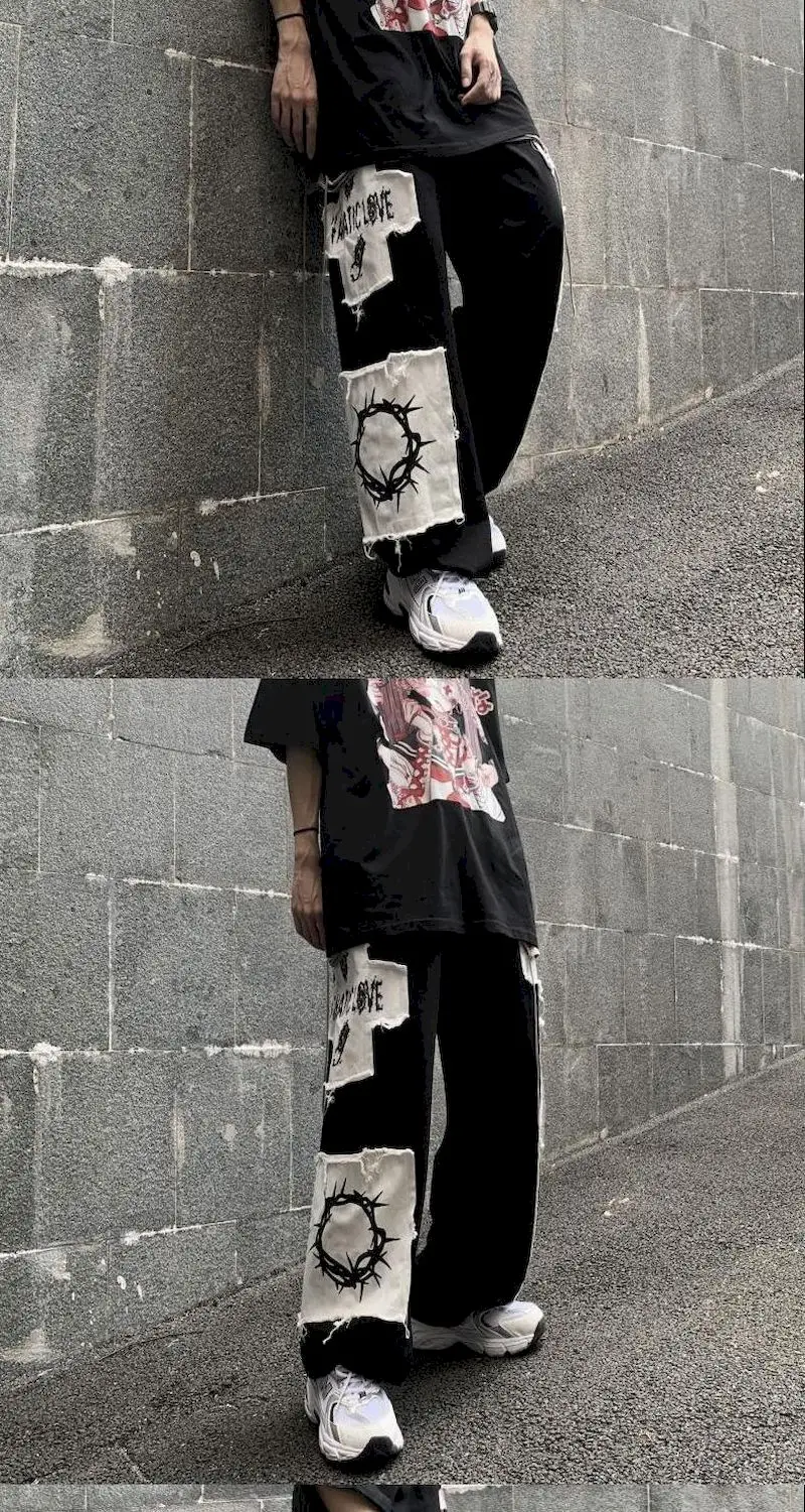 Y2k Pantaloni cargo da donna a vita alta, pantaloni da jogging e ragazza, con elastico in vita, sportivi, con tasche, C bianco, M