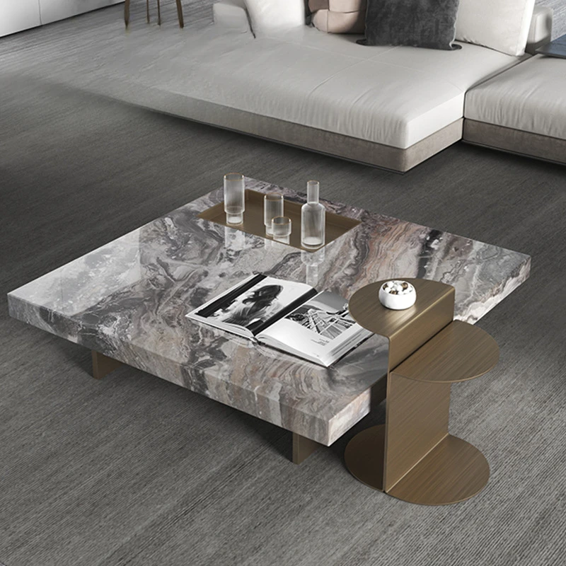 

Natural marble coffee table, Venice brown luxury stone, modern simple living room, home villa, light luxury, high-end designer