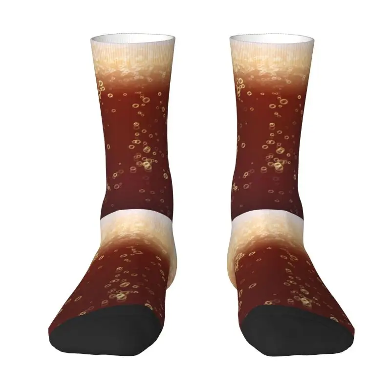 Kawaii Men's Funny Beer Realistic Bubbles Foam Dress Socks Unisex Comfortable Warm 3D Printed Drinking Lover Crew Socks