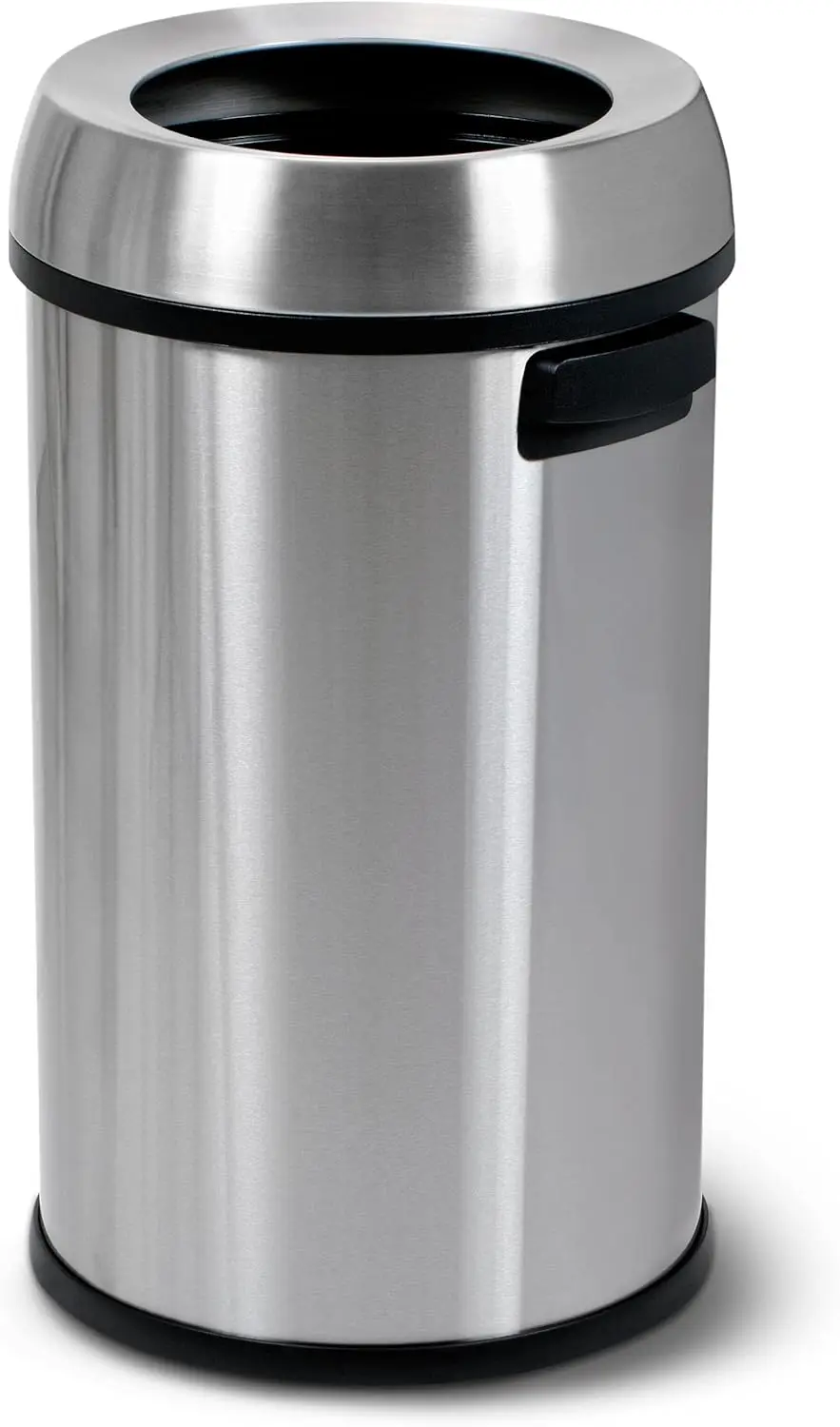 

65L Commercial Stainless Steel Open Top Trash Can, Non-Skid Base, Easy Bag Change