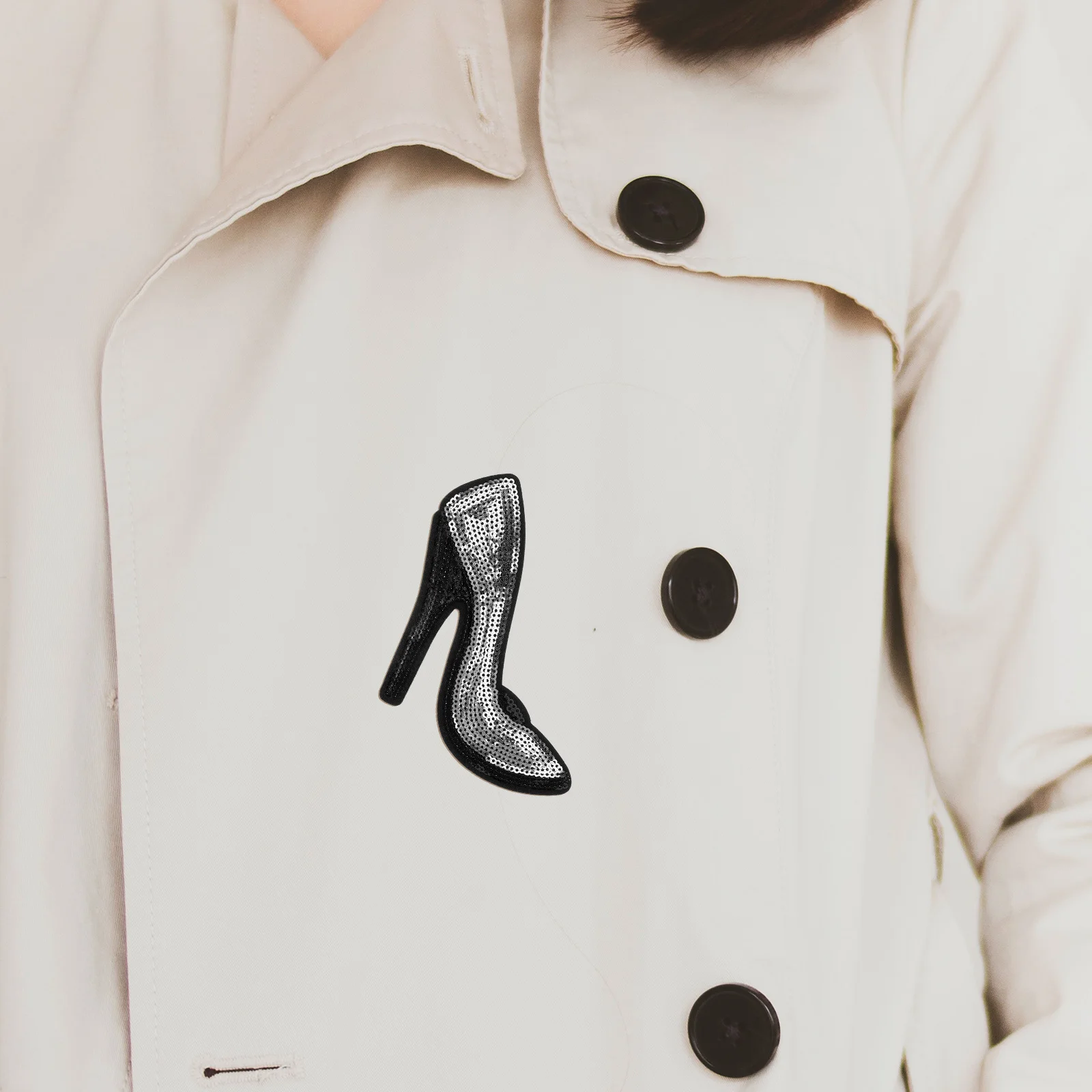 

Silver Sequin High Heel Patches 5 Pairs Diy Clothes Applique For Decoration And Repairing Garments Accessories