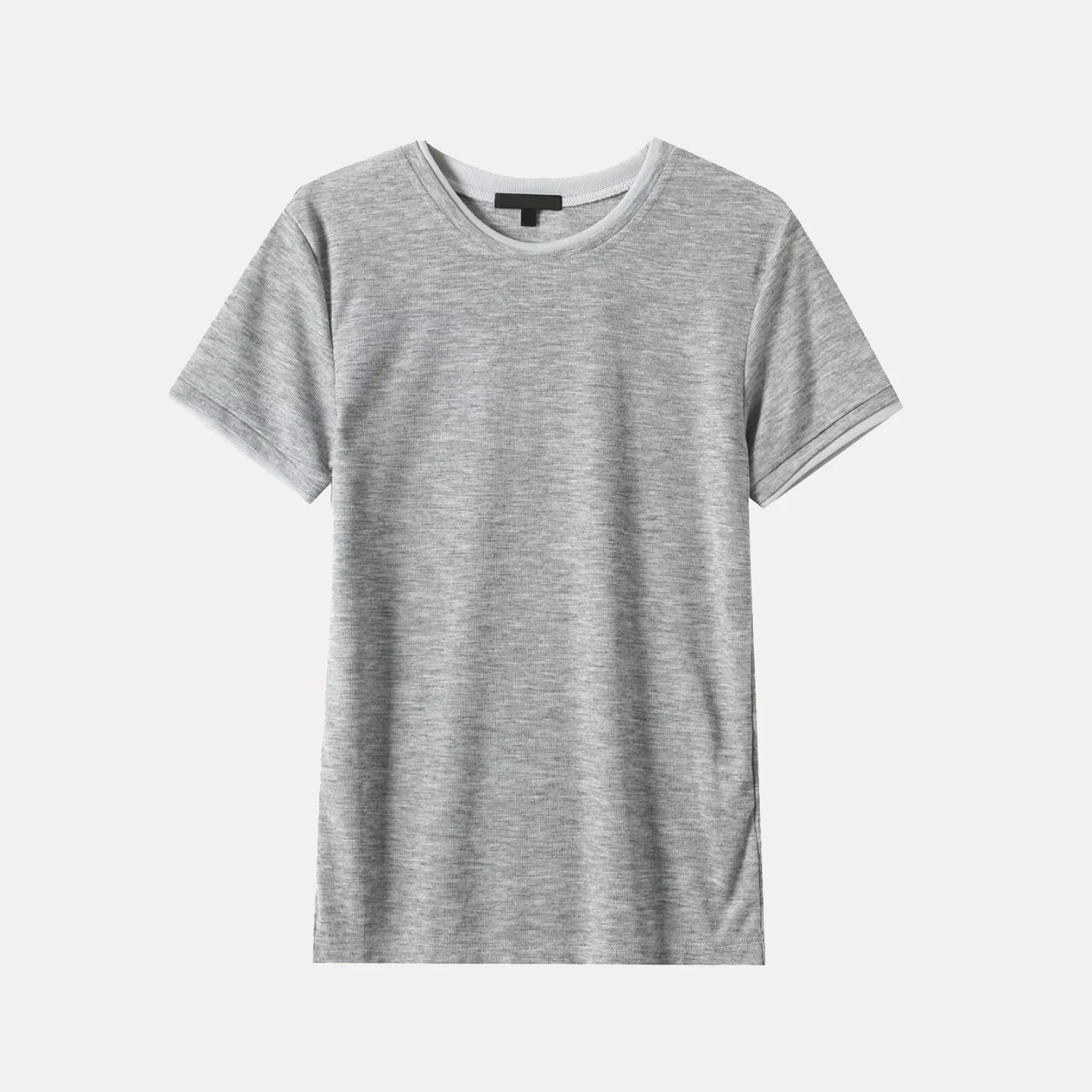 シンプルなスタイルの女性の半袖 T シャツラウンドネックダブルカラーエッジ秋の新着ザダタスタンダードフィットレディーストップ