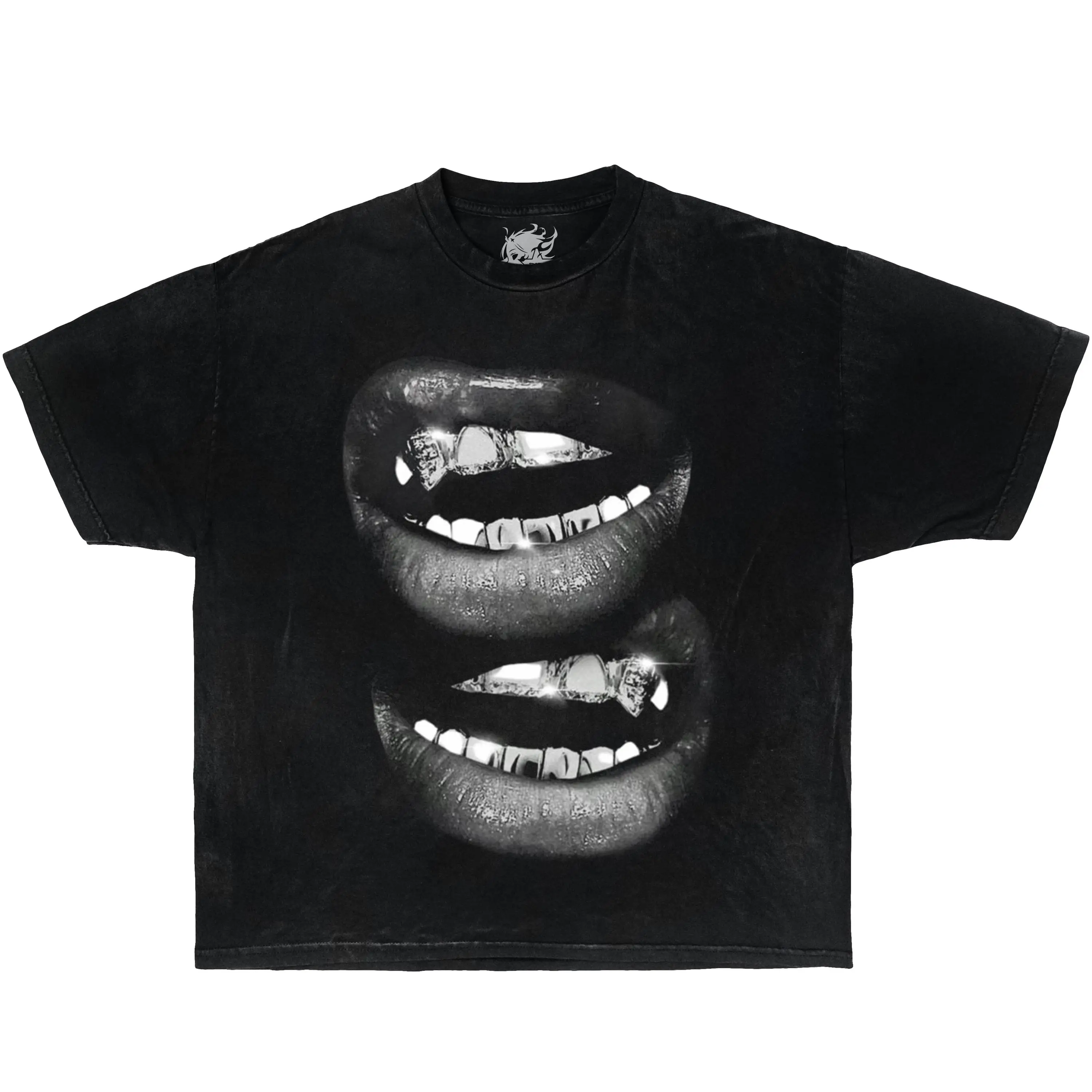 Grin Fang Mouth Graphic Boxy T-Shirt, Oversized, Graphic, T-shirt, Streetwear, Y2k Shirts, Funny, Gift Shirt, Graphic Tee