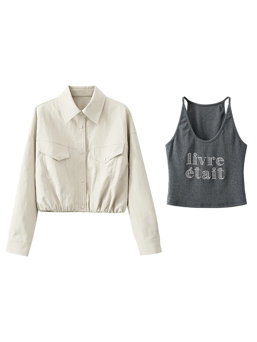 エレガントな韓国風レディースレザージャケット アプリコットカラー 春の新作 おしゃれな高級感 通勤スタイル ゆったりフィット