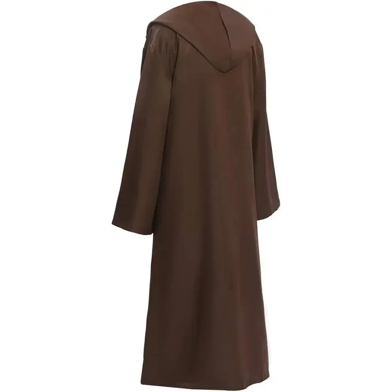 

HN8 2024 Wizard Tunic Hooded Robe Halloween Cloak Cosplay Costumes Brown cosplay costumes)4Dc
