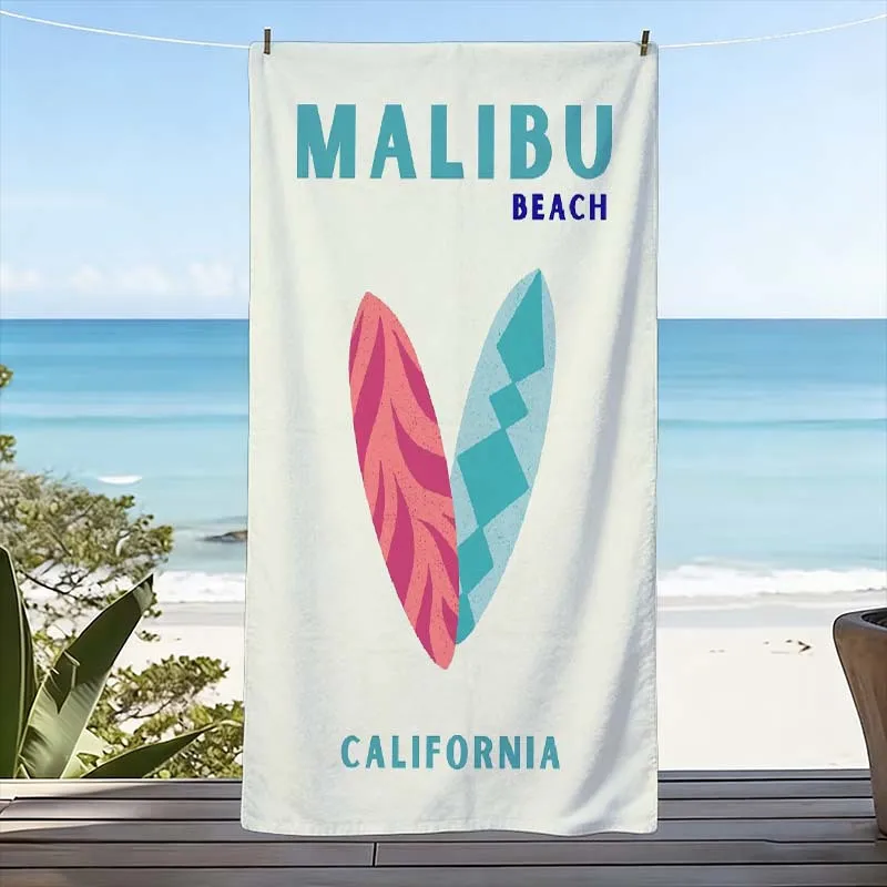 Malibu California Beach Towel Tropical Coastal Beach Blanket Large Towel for Summer Vacation Resort Pool Day 80x160cm