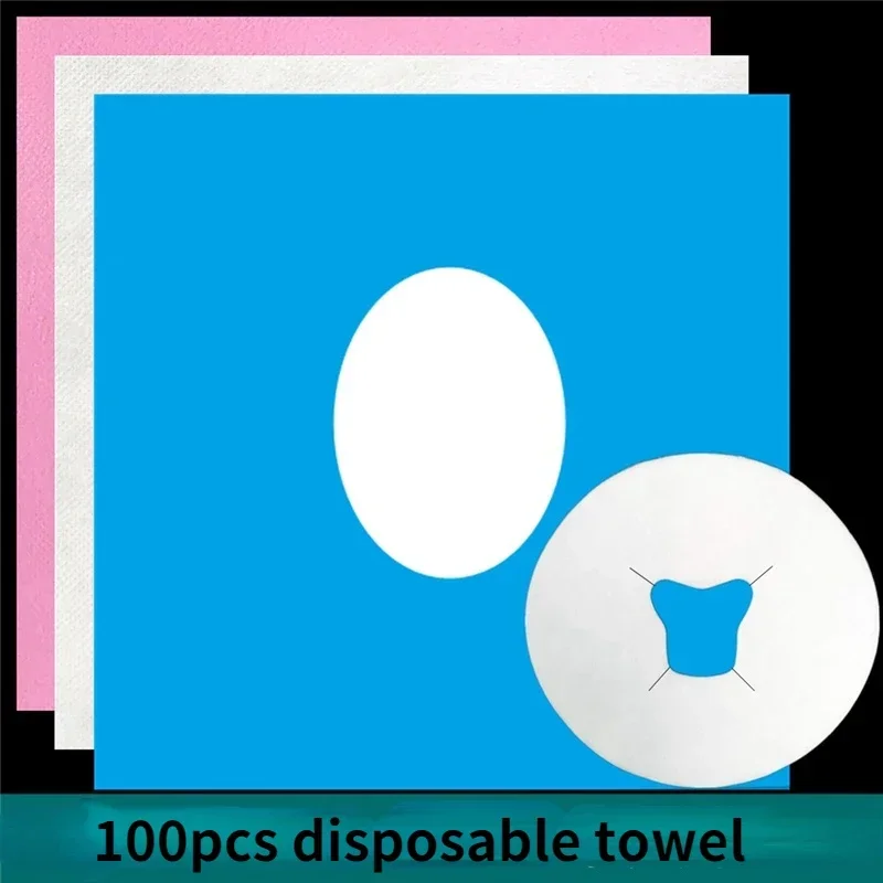 100Pcs/lot Disposable Hole Towel Beauty Salon Non-woven Massage Table Sheets Headrest Pads Face Pillow Towel