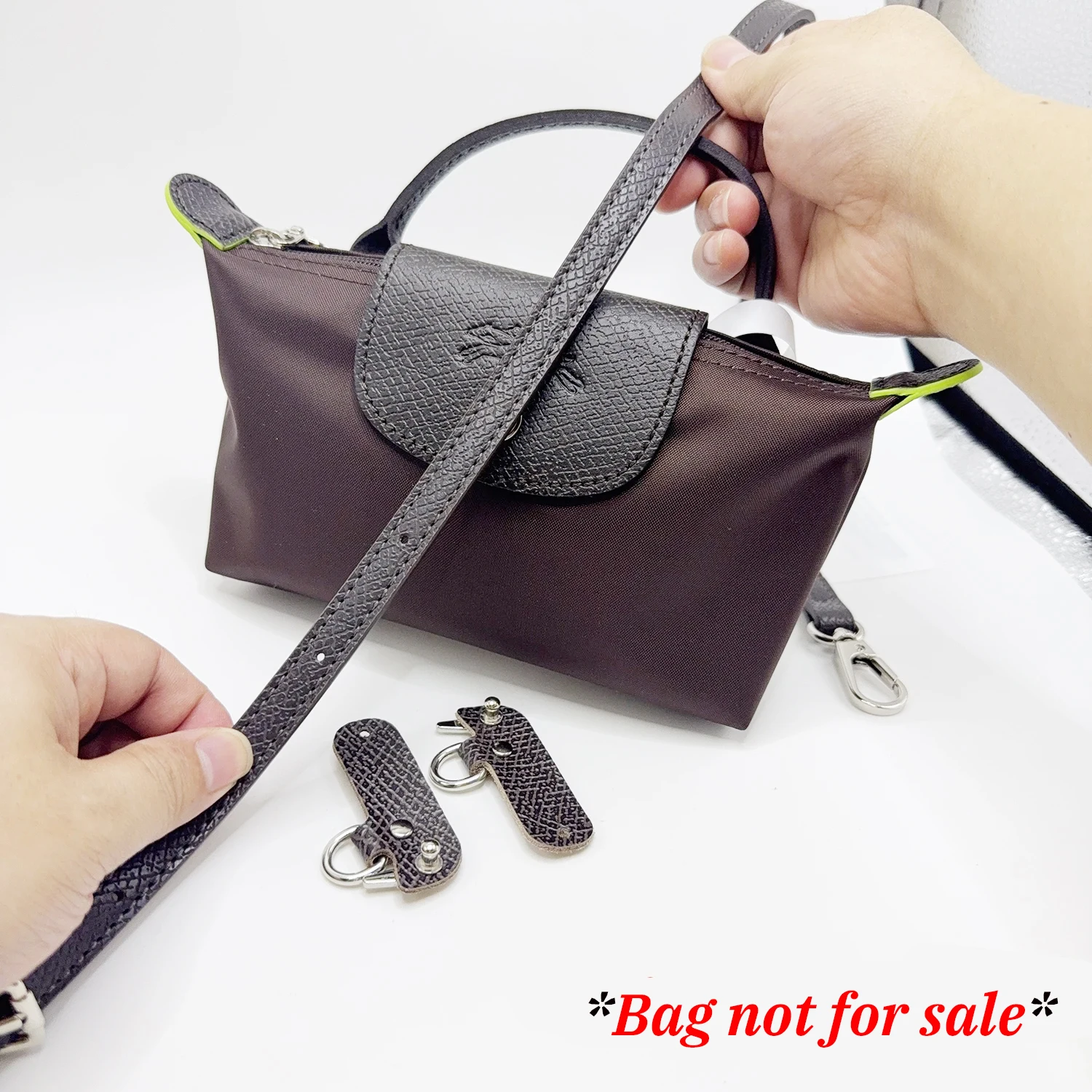 حقيبة حزام حقيبة ملحقات التحول لحقيبة Longchamp Mocha الصغيرة المصنوعة من الجلد الصناعي وحزام الكتف وأشرطة حزام كروس