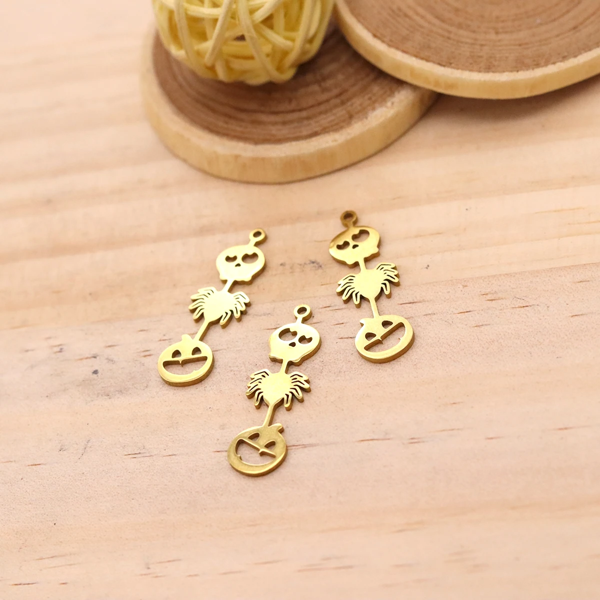 3pcs Skeleton Pumpkin Charms Stainless Steel Halloween Skull Spider Pendant for DIY Jewelry Making Necklace Earrings Findings