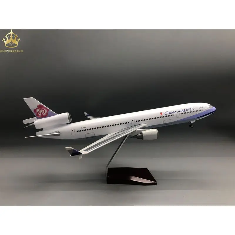 

China Airlines Md 11 Airplane Model 47cm Simulation Static With Led Lights Landing Gears Desktop Display Ornament For Collectors