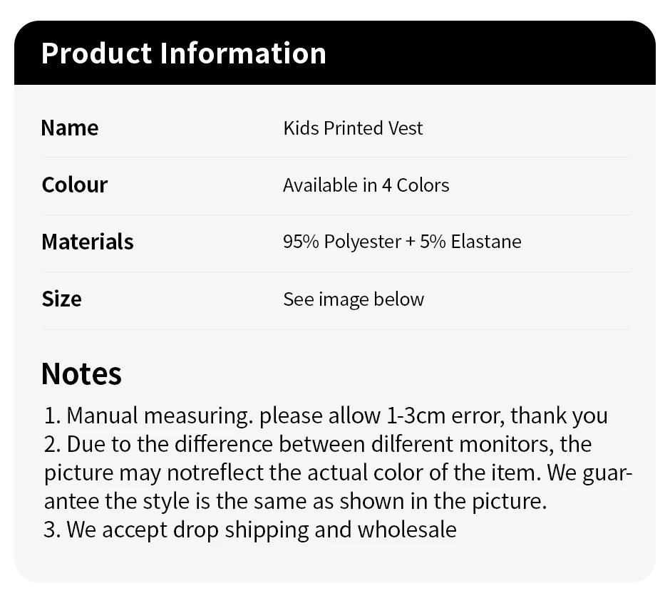 4-teiliges Set für Mädchen: Bequeme, vielseitige Weste für alle Jahreszeiten, süß bedrucktes Oberteil, lässiges ärmelloses T-Shirt für Kinder, Basic-Shirt – Detail 1
