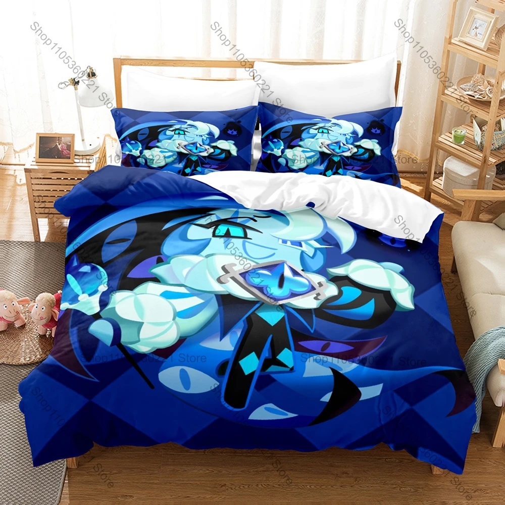Popular Game Bedding Set, Duvet Cover & 2 Pillowcases, Cute Shadow Milk Cookie Pattern Breathable Fabric All Season Home Use