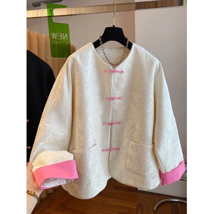 

2025 New Sle Loose Collar Song Jin Embroidered Coat Women's Spring Autumn Traditional Chinese National Sle Button up Top