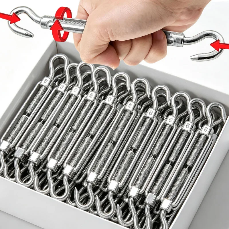 Stainless Steel Hook and Eye Tensioner Rope Cable Tension Adjustable Garden M4 M5 M6 M8 M10 M12 M16 M20 Wire Tensioner