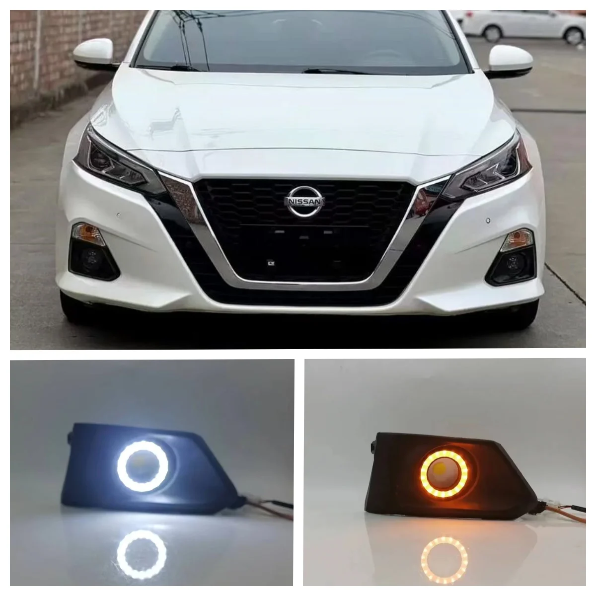 

LED Fog Lights Assembly For Nissan Altima 2019 2020 2021 2022 2023 Dual Color Angel Eye Daytime Running Lights Fog Lamp Kits
