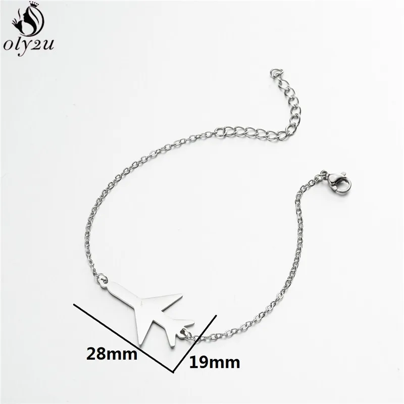 Cartoon Plane Pendant Bracelets for Women Adjustable Stainless Steel Jewelry Girl Student Airplane Charm Bracelet Gift Wholesale
